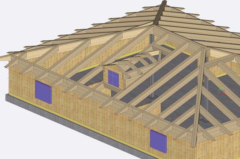 Progetto esecutivo di una costruzione in legno x-lam BBS modellazione 3D CAD